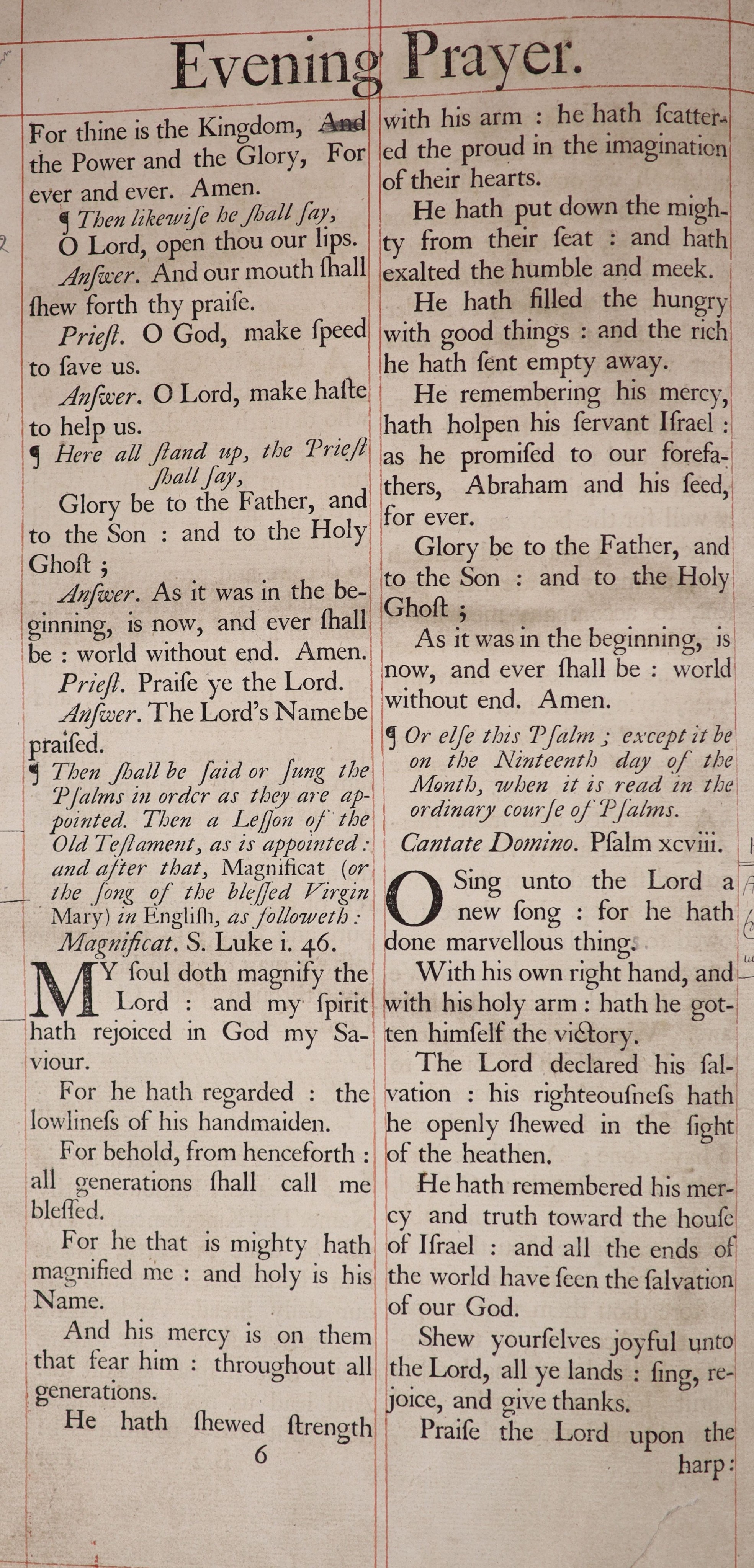 The Book of Common Prayer..... title printed in red and black, frontis, head and tailpiece decorations, decorated initial letters, red ruled throughout, (28, 344), 23, (4)pp.; contemp. black gilt ruled and decorated calf